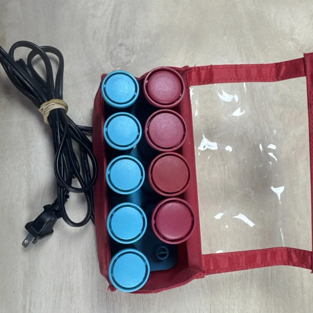Remington All That Quick Travel Hair Curl Roller Red and Blue No Clips EUC CLEAN